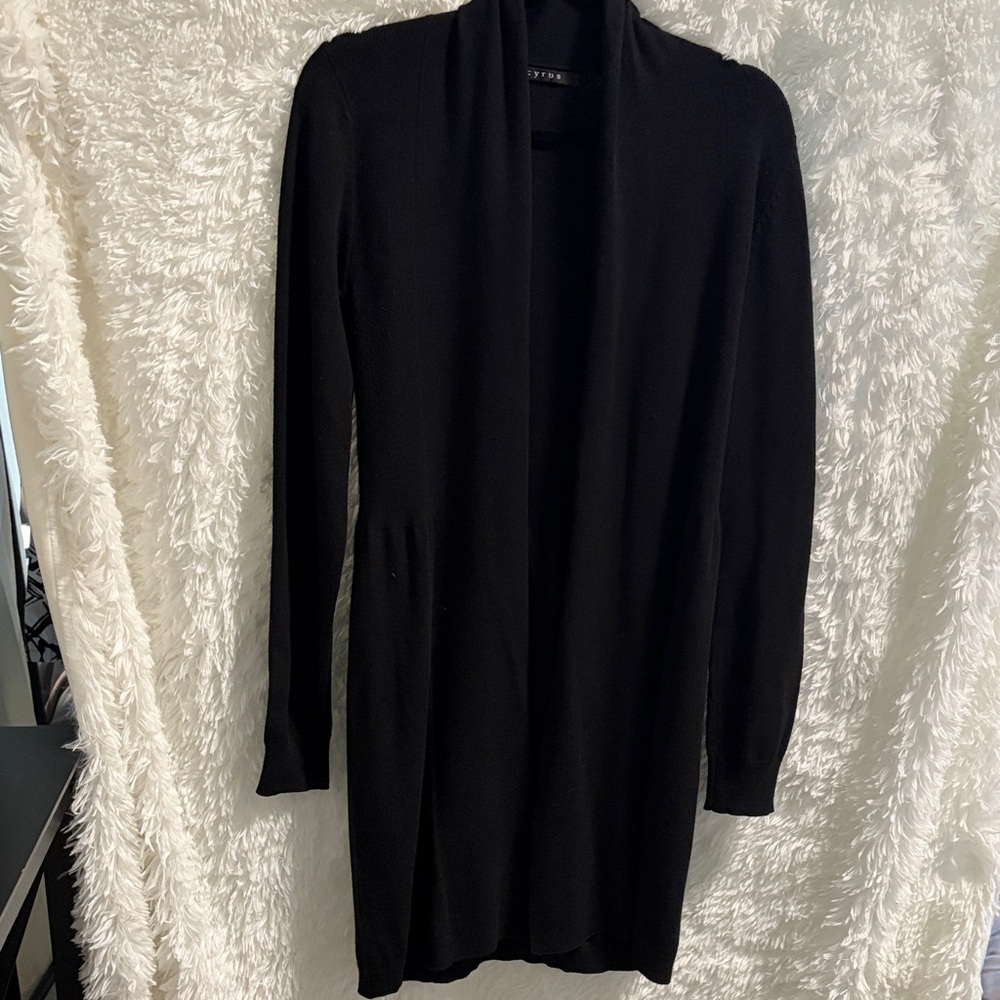 Cyrus Elegant Black Drape Cardigan